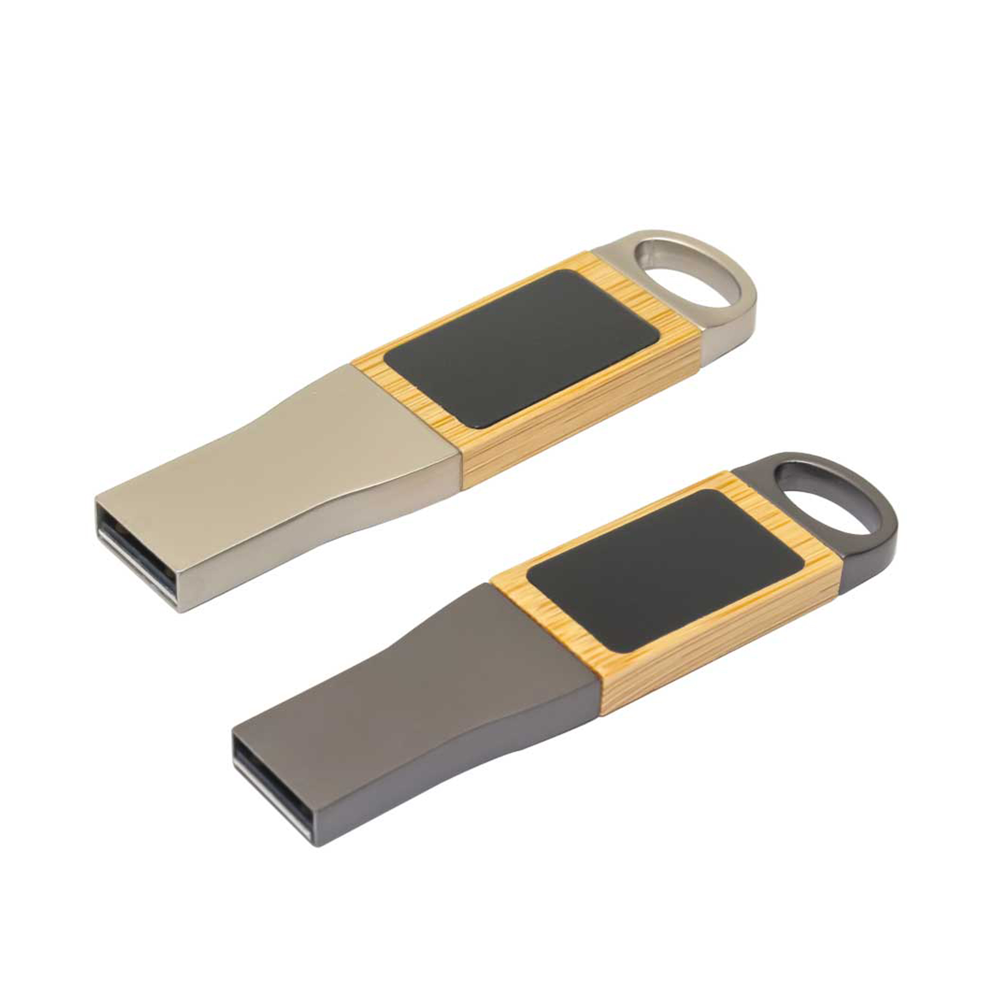 Light-Up Logo Metal & Bamboo USB Flash Drives 32GB - alternate view